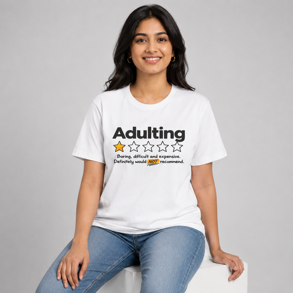 Adulting One-Star Review Regular Fit T-Shirt – White