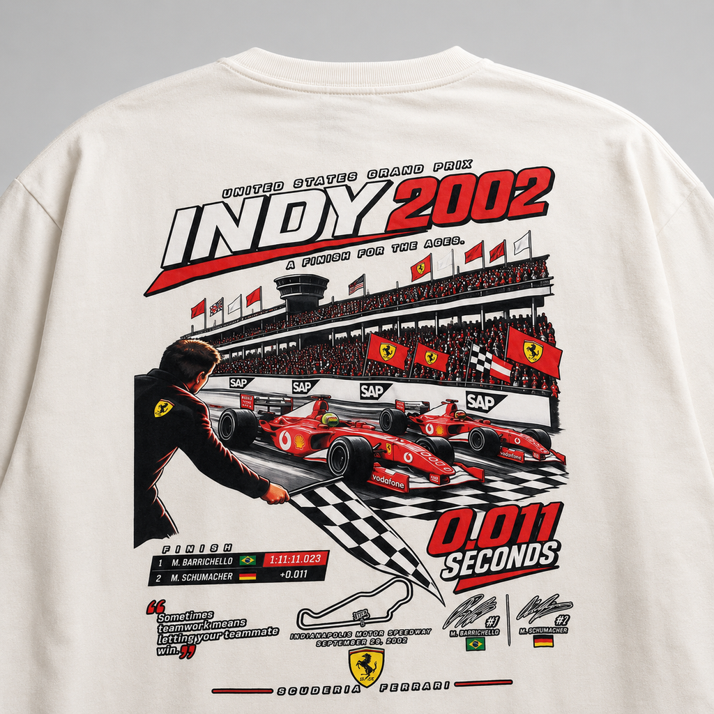 INDY 2002 Racing Oversized T-Shirt – Off - White