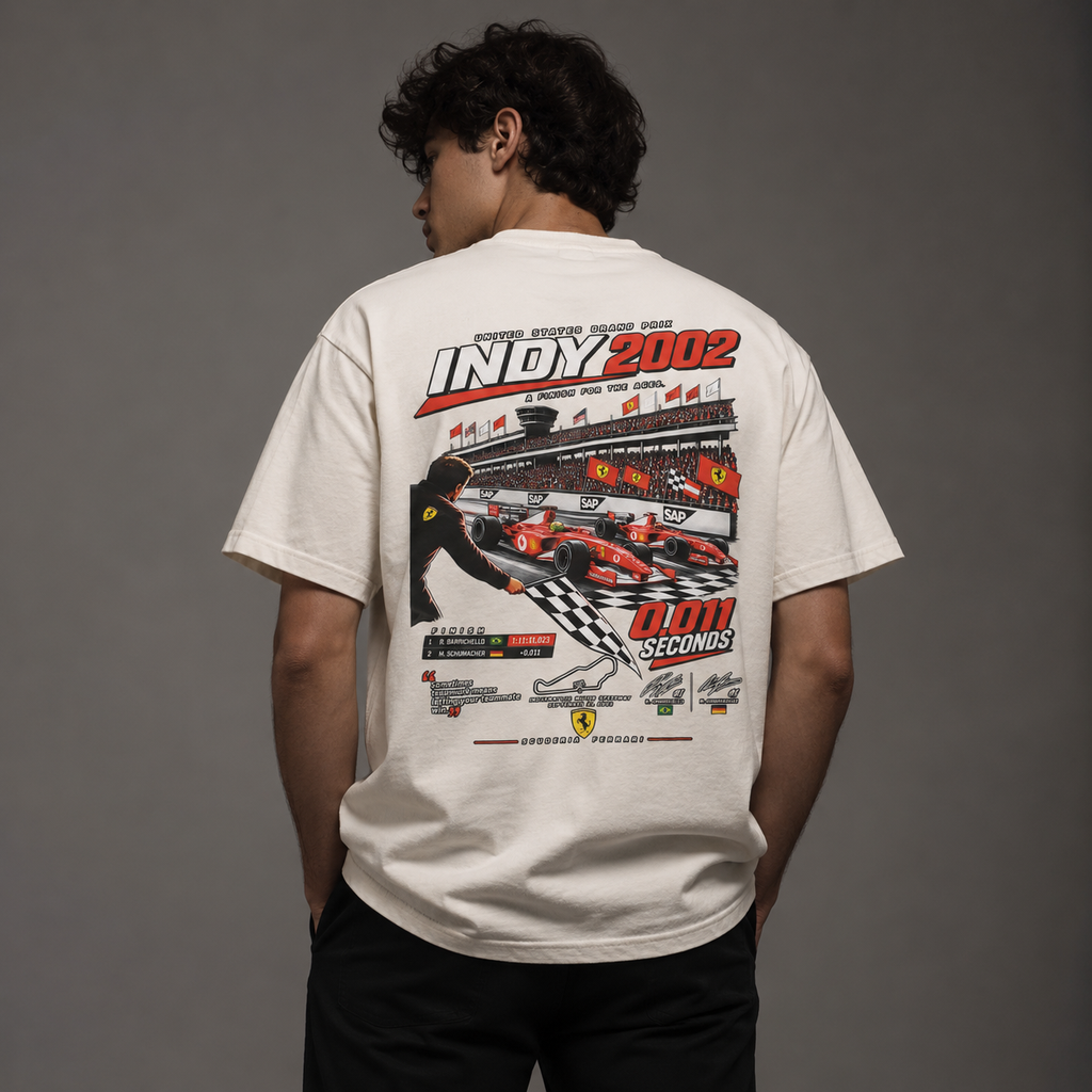 INDY 2002 Racing Oversized T-Shirt – Off - White