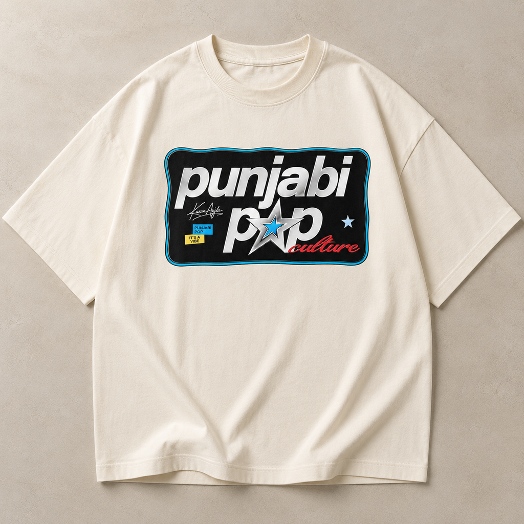 Punjabi Pop Culture Oversized T-Shirt – Creamish Off-White