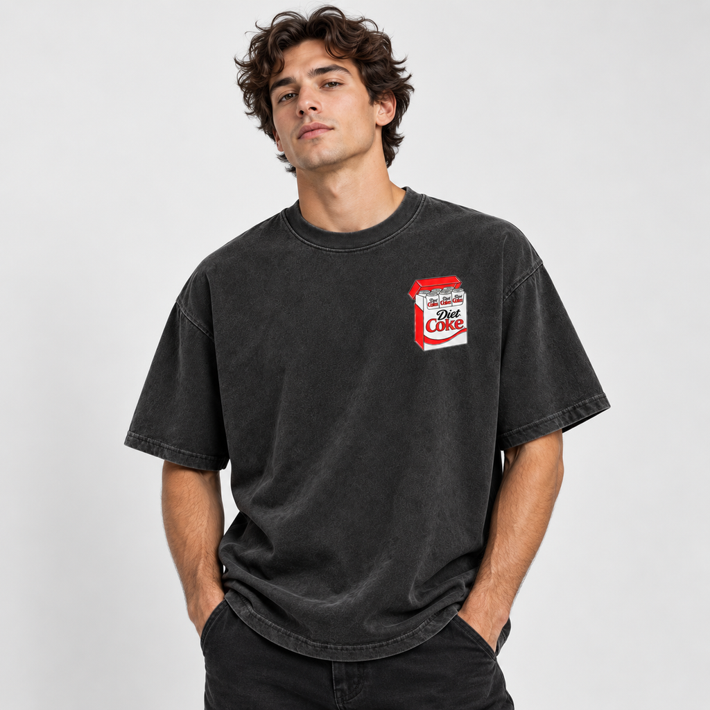 Diet Coke Vintage Pack Oversized T-Shirt – Washed Charcoal