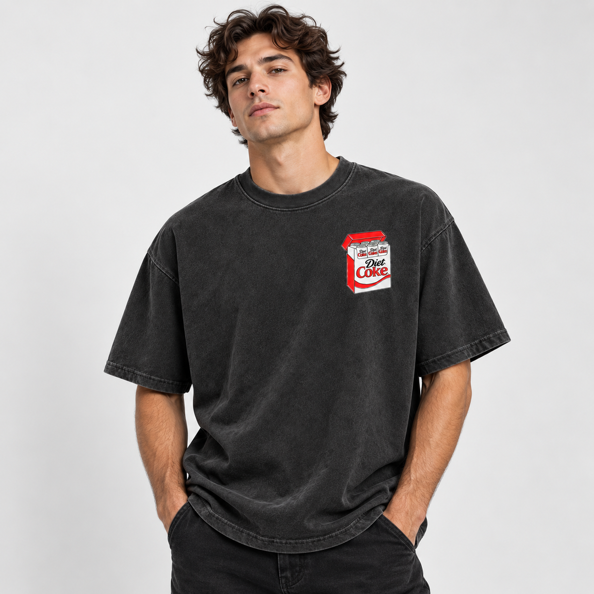 Diet Coke Vintage Pack Oversized T-Shirt – Washed Charcoal