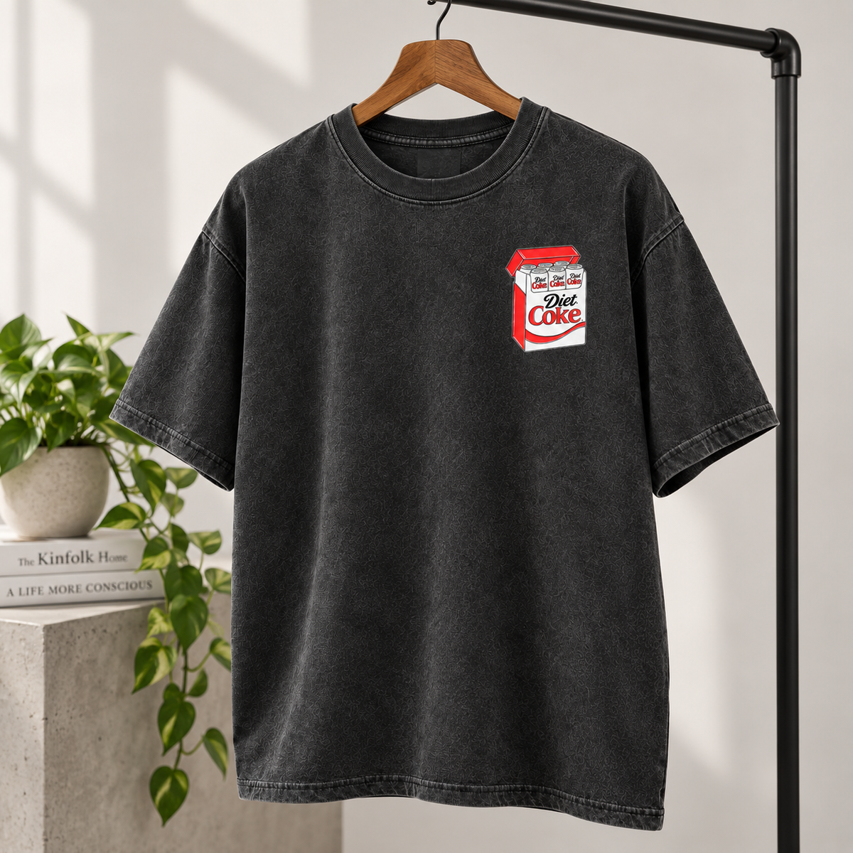 Diet Coke Vintage Pack Oversized T-Shirt – Washed Charcoal