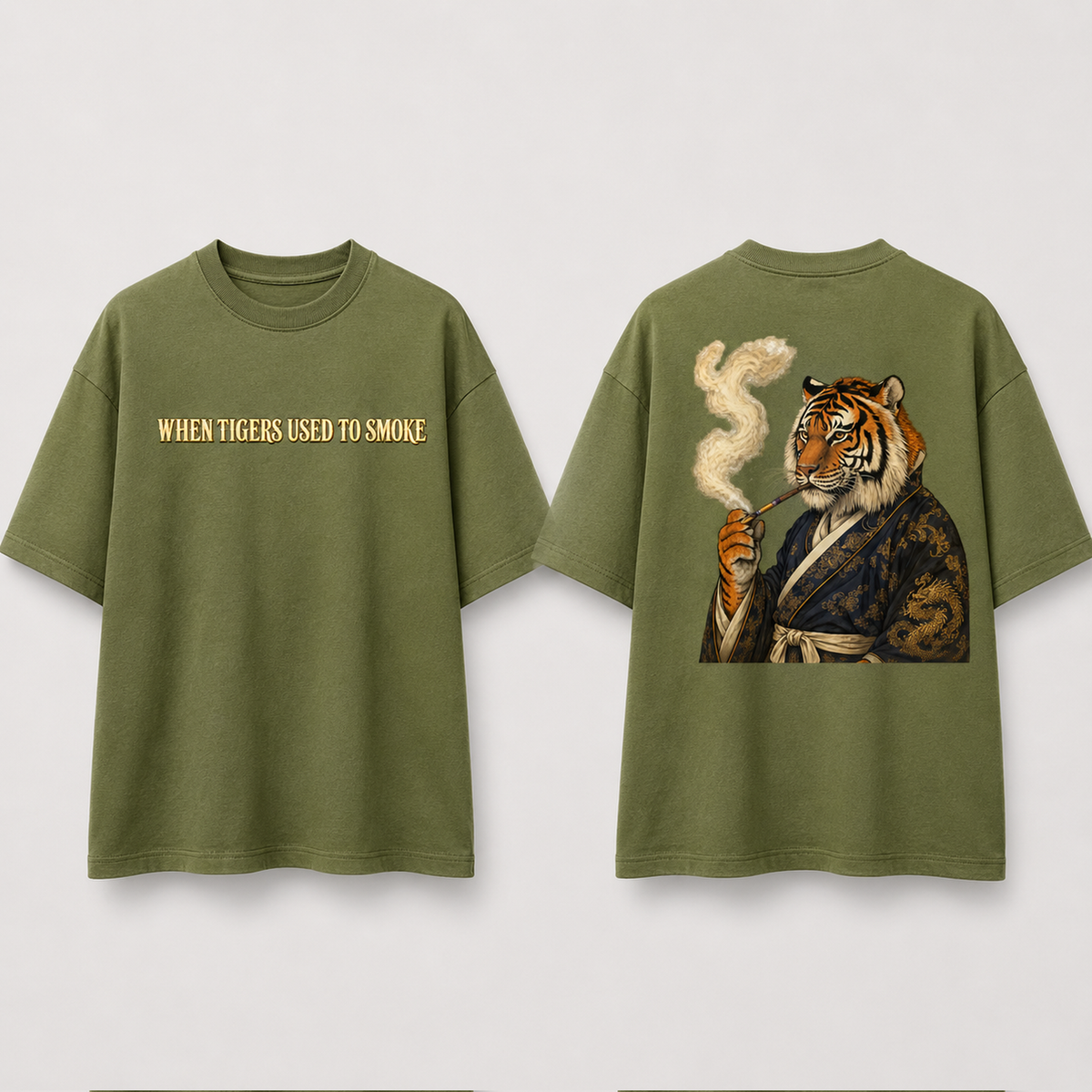 When Tigers Used to Smoke – 240 GSM Oversized T-Shirt